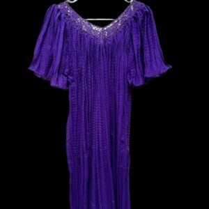 Vintage-Style Purple Pleated Maxi Dress - Sante Classics - New with Tags